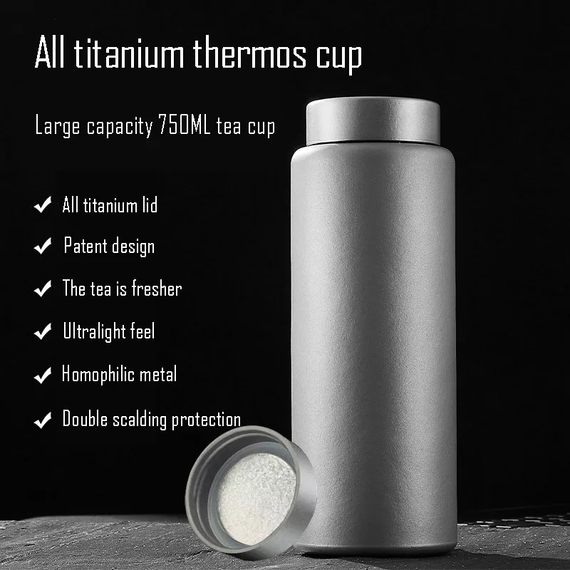 

Large Capacity Double Layer Pure Titanium Thermos Cup With Tea Bin,Vacuum Flasks,Sandblast,High-end Business Water Bottle,750ml