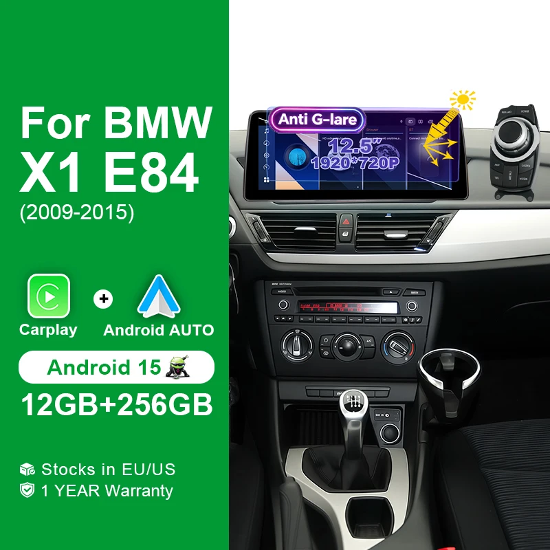 12.5” Multimedia Screen Wireless Carplay Android 15 Car Accessoriy Radio For BMW X1 E84 2009-2015 CIC iDrive Bluetooth Autoradio Stereo Navigation Head Unit GPS 4G BT 2 DIN