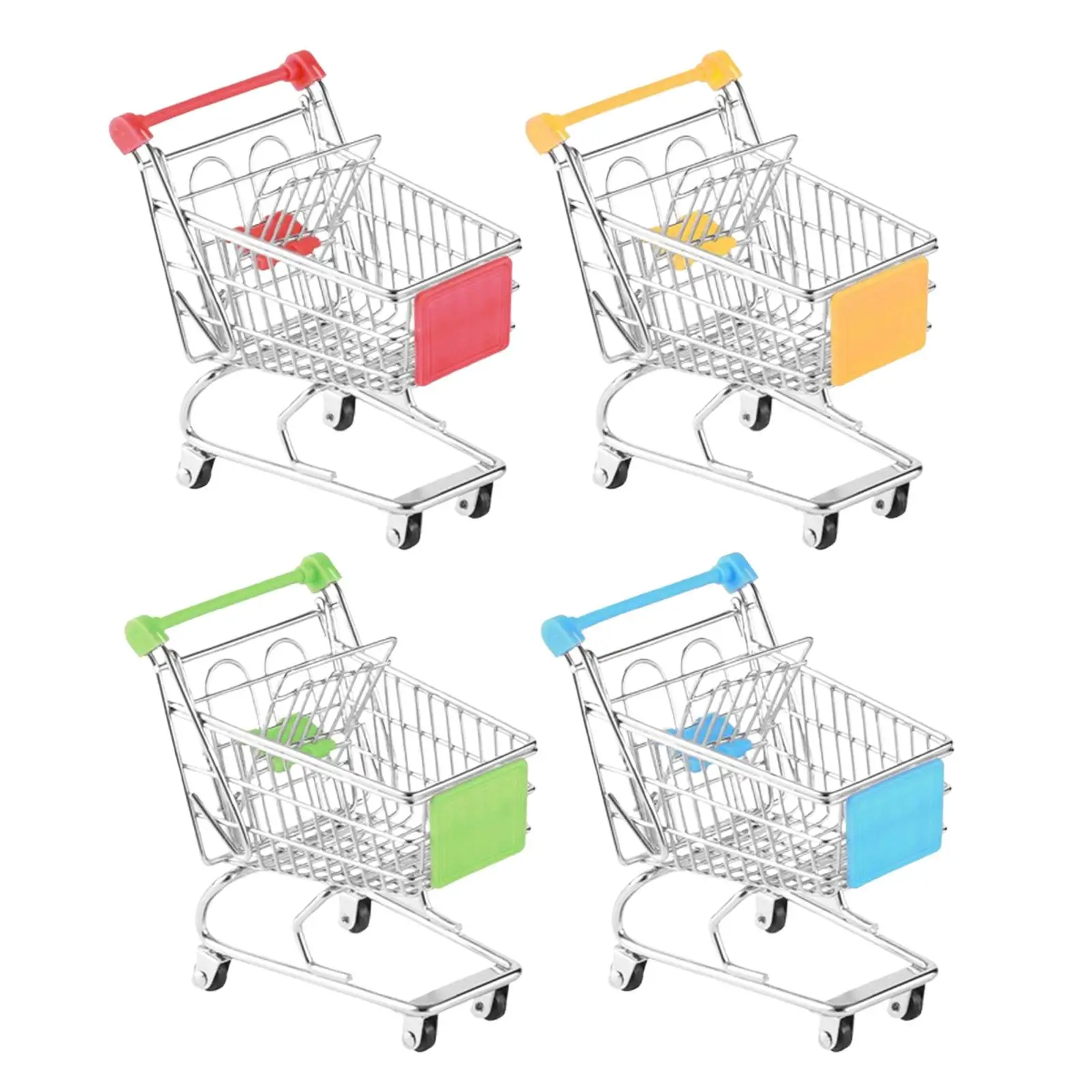 Shopping Cart for Kids Decorative Ornament Doll House Decor Office Supplies Multi Use Mini Supermarket Handcart Cart Storage Toy