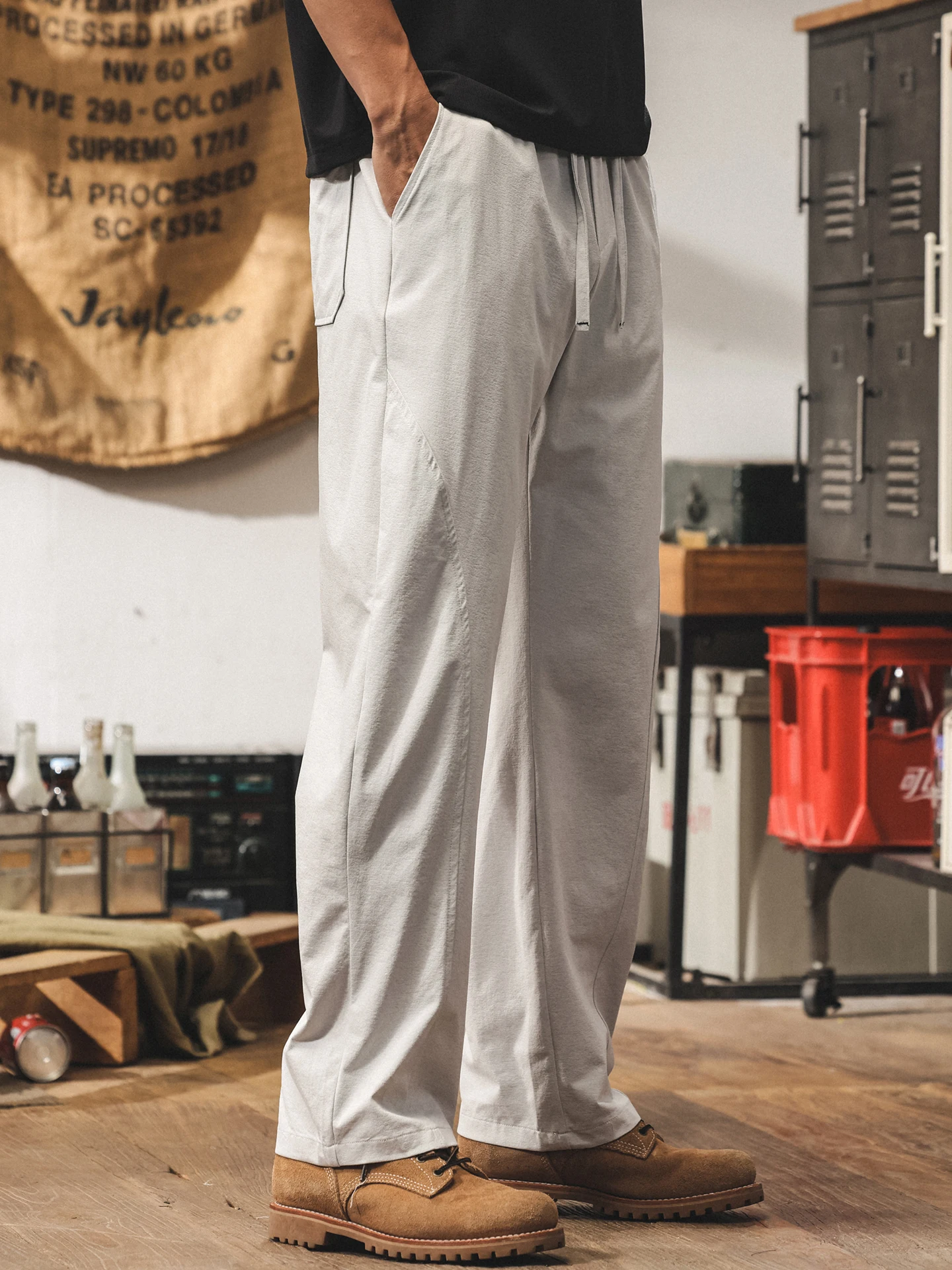 

Summer New Anti-Wrinkle Easy to Manage Casual Pants Men's American Trendy Brand Commute Qui Dry Thin Loose Straight Leg Lon...