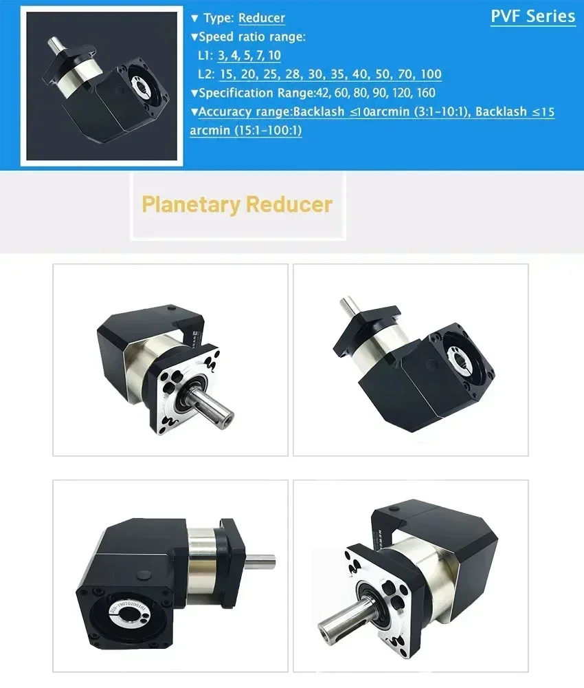 YUNDUAN Corner Planetary Gearbox Planetary Gear 100/110/130/mm Motor Reducer for 3Phase Nema42 Nema52 Stepper1/1.5/2/3KW Servo