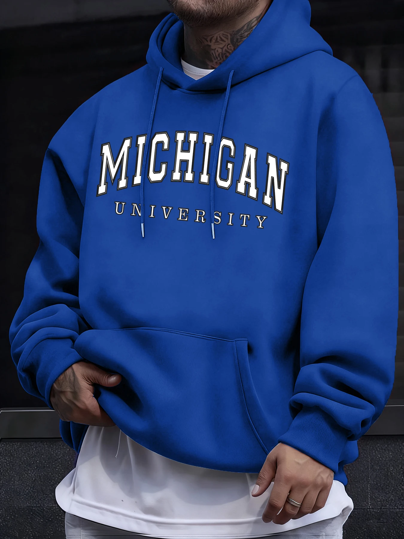 USA University Letter Printing Herren-Sweatshirt, lässig, lockere Kleidung, Fleece-Pullover, Unisex, Herbst, warme Basics, Hoodies