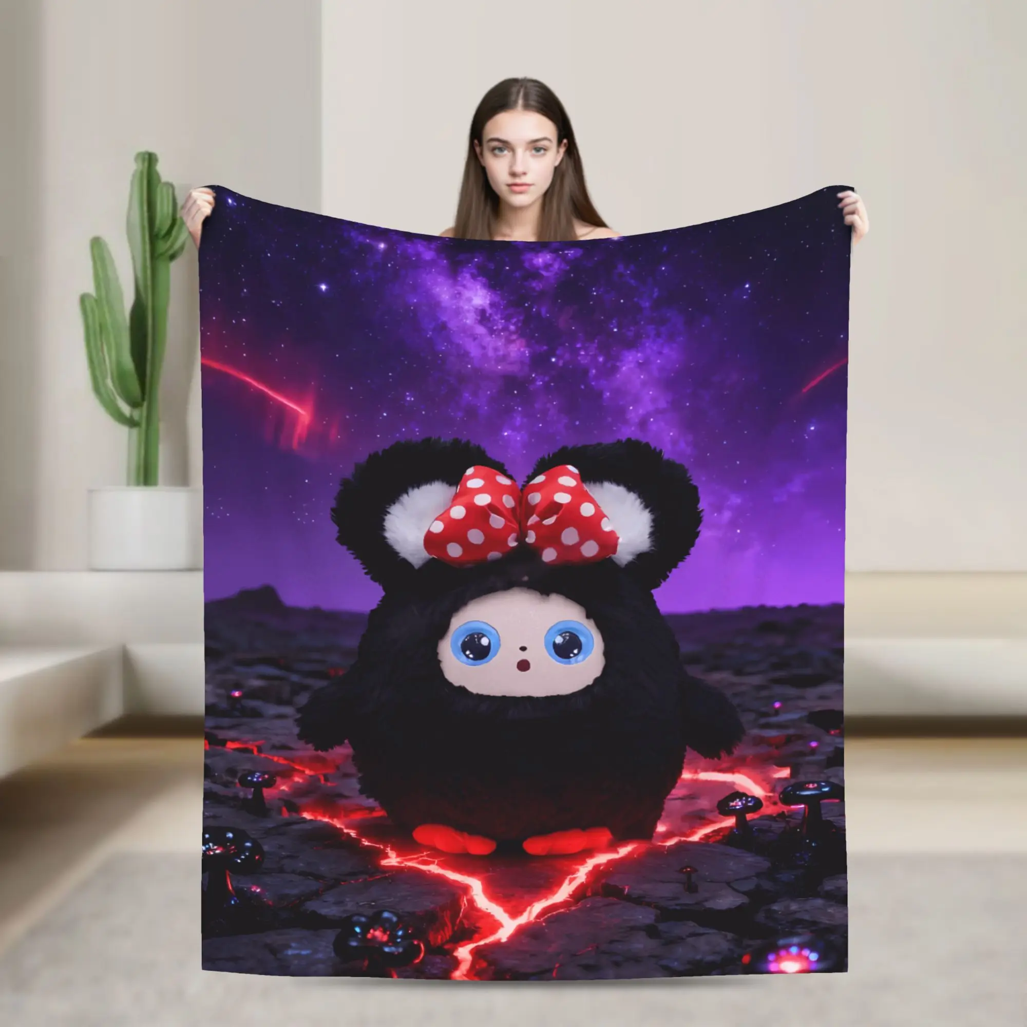 LEDODO بطانية قطيفة الطلاب لطيف AI لعبة الفانيلا رمي بطانية لغرفة المعيشة لينة الدافئة تصميم جودة المفرش هدية