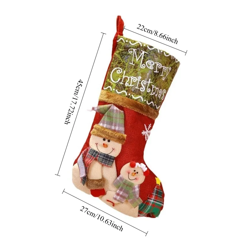 Christmas Stockings Set Large Capacity Christmas Ornament Sock Plush Santa Claus/Snowman/Bear/Elk for Home Classroom Party - Image 4