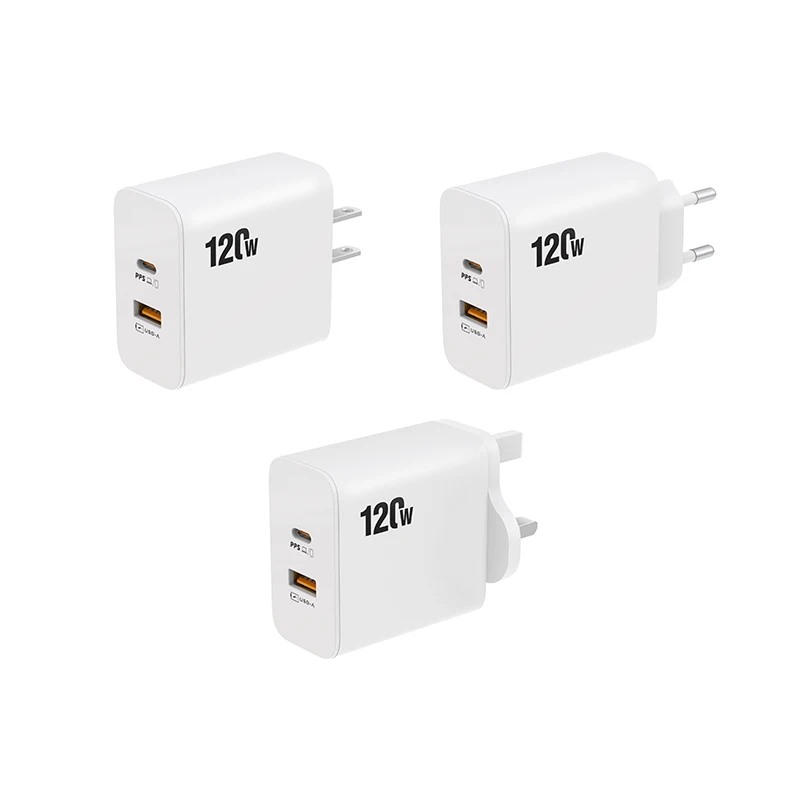 120W  USB+Type C Fast Charging Quick Charge Mobile Phone Power Adapter for iPhone  Xiaomi Samsung Oneplus