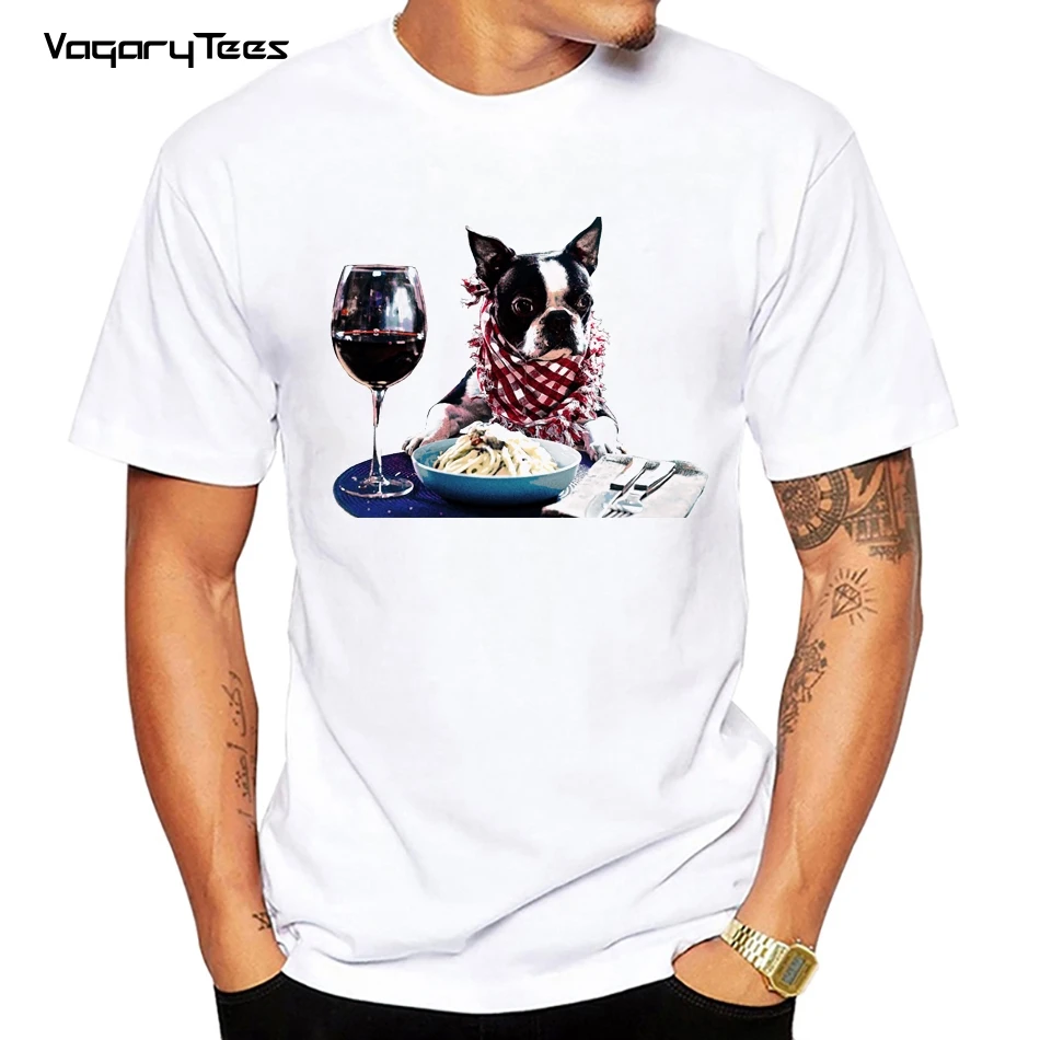 Men t Shirt Funny harajuku white clothes Pasta Dog Drink Graphic tshirts men high quality Hip hop unisex streetwear tee