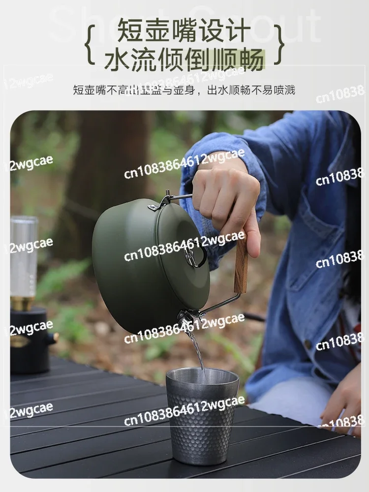 304 stainless steel outdoor portable kettle camping teapot cassette stove open flame boiling water camping pot set