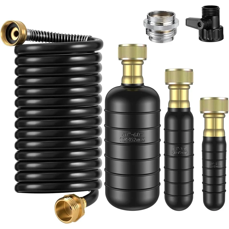 

A95I-Retractable Hose Drain Bladder Kit 3Pcs, Includes Shut-Off Valve& Faucet Adapter For Fit 1" To 6" Pipes