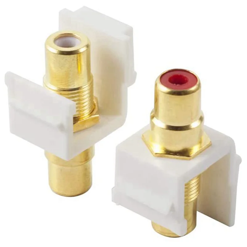 

AB35-15-Pack RCA Keystone Jack Insert Connector Socket Female Snap In Adapter Port Gold Plated Inline Coupler For Wall Plate