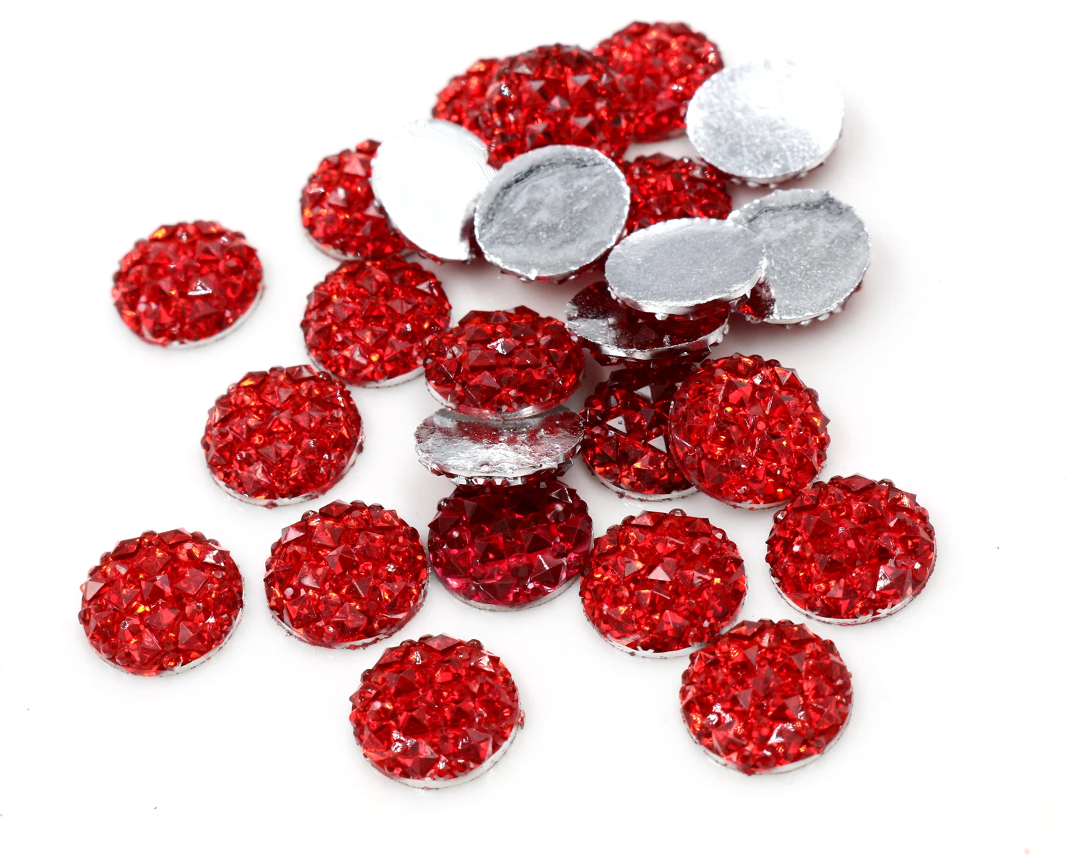 New Fashion 40pcs 12mm Red Color Flat Back Resin Cabochons Cameo  G5-04