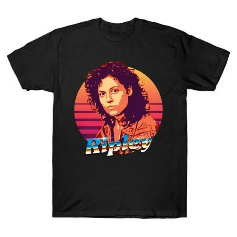 

Ripley Retrowave 80s Xenomorp Horror movie Weyland Sci-Fic Alien Gift T-Shirt 100% cotton Graphic clothes All size tops S-6XL