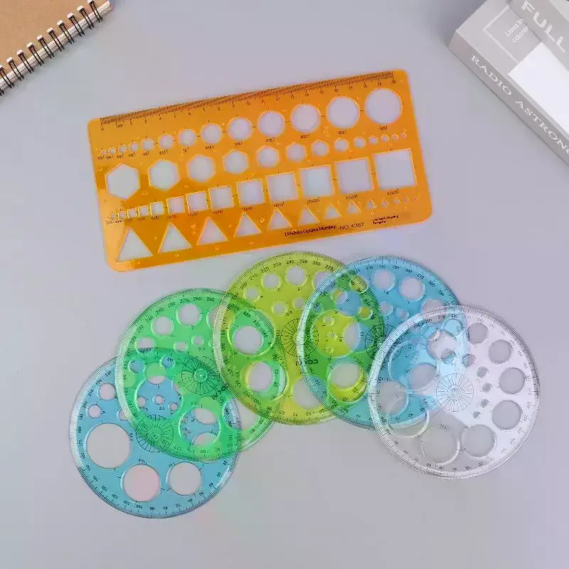 1/2/3Pcs Circles Drawing Shape Geometric Drawing Stencils Tools Multifunction Geometric Template Plastic Measuring Ruler