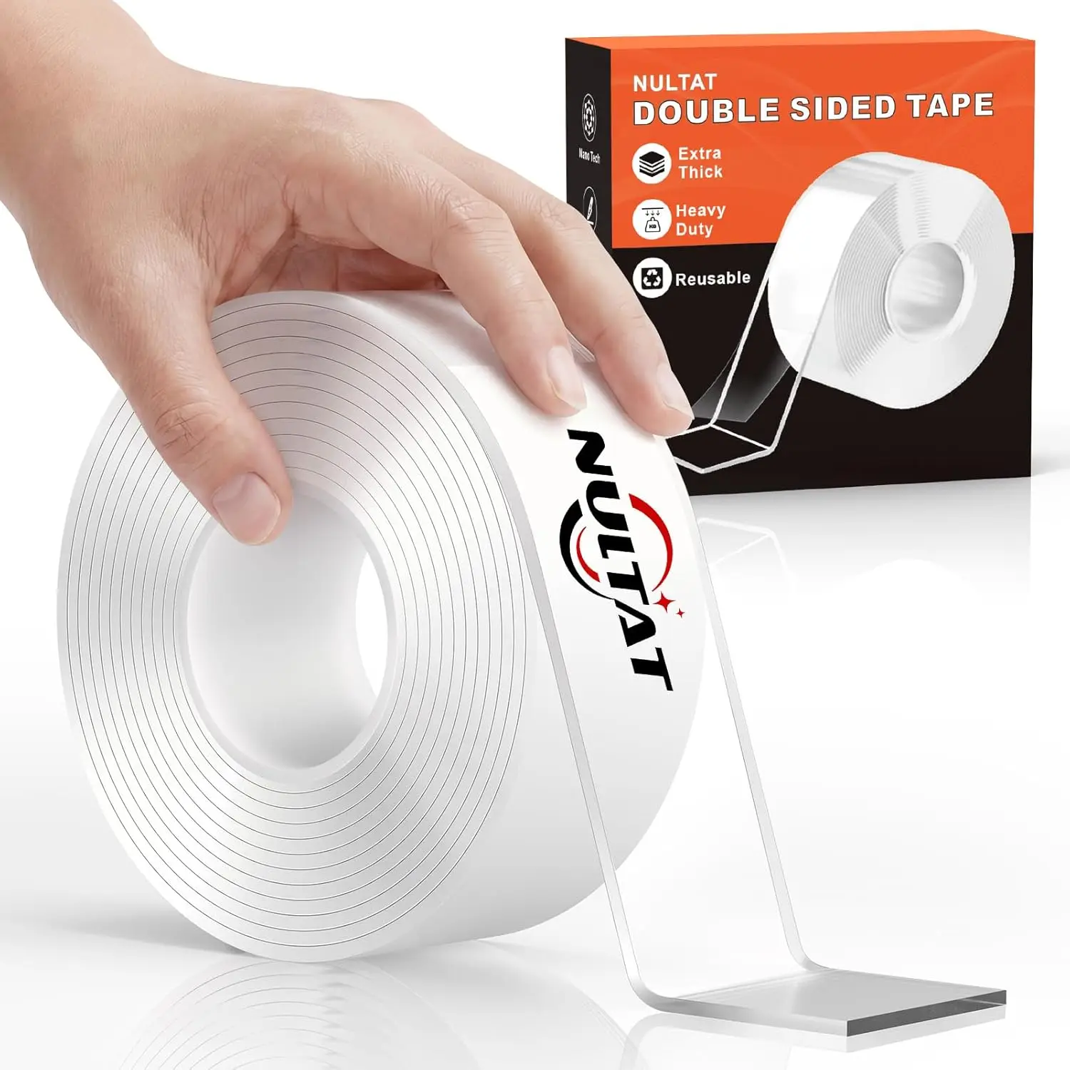 

Double Sided Tape Heavy Duty, Nano Reusable Removable Washable Adhesive for Wall, Multipurpose Clear Tape 1.18" x 120"