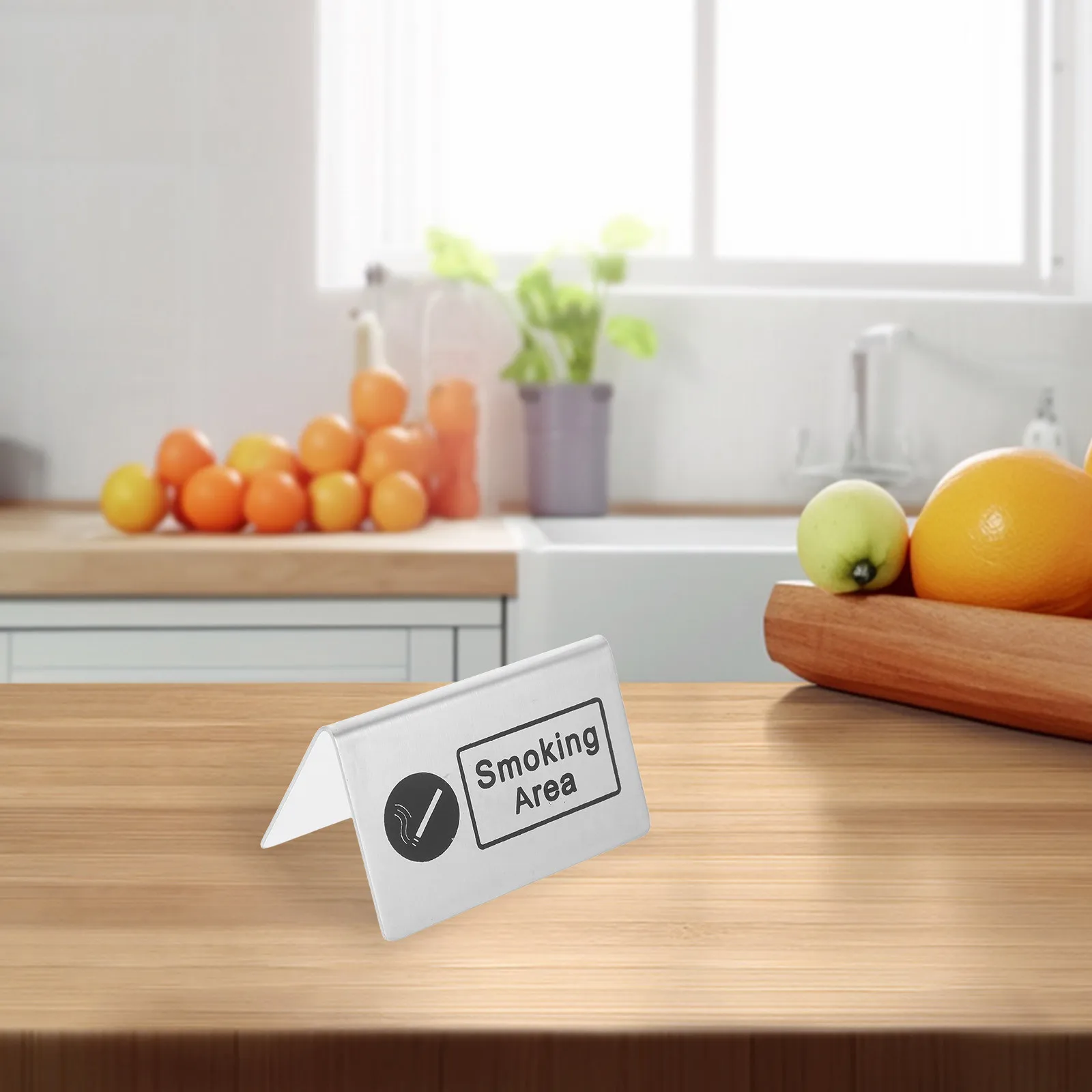 الفولاذ المقاوم للصدأ منطقة التدخين الجدول لافتة على الوجهين مكتب تحذير علامة تنوعا وضع للمقاهي الحانات المطاعم #5