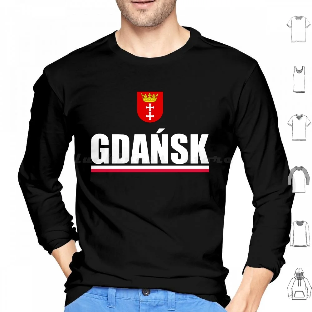 Poland Shirt Herb Gdanska Tees Hoodie Cotton Long Sleeve Poland Polish Polska Herb Gdanska