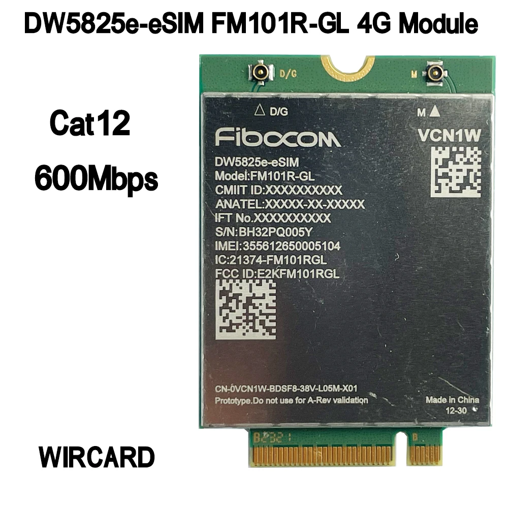 

DW5825e-eSIM FM101R-GL LTE Cat12 600M Module For Latitude 3550 7350 7450 5550 5450 5350 Precision 3591 3490 Laptop