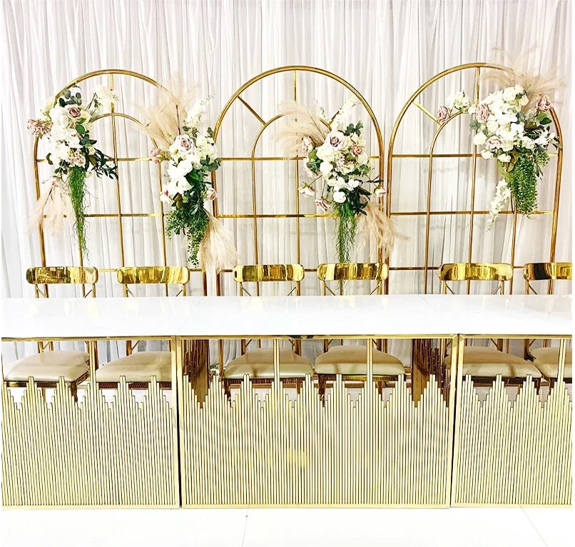 

Shiny Gold Lawn Wedding Arch Screen Flower Stand Wedding Background Decoration Balloon Arch Home Birthday Party Decor Gilded