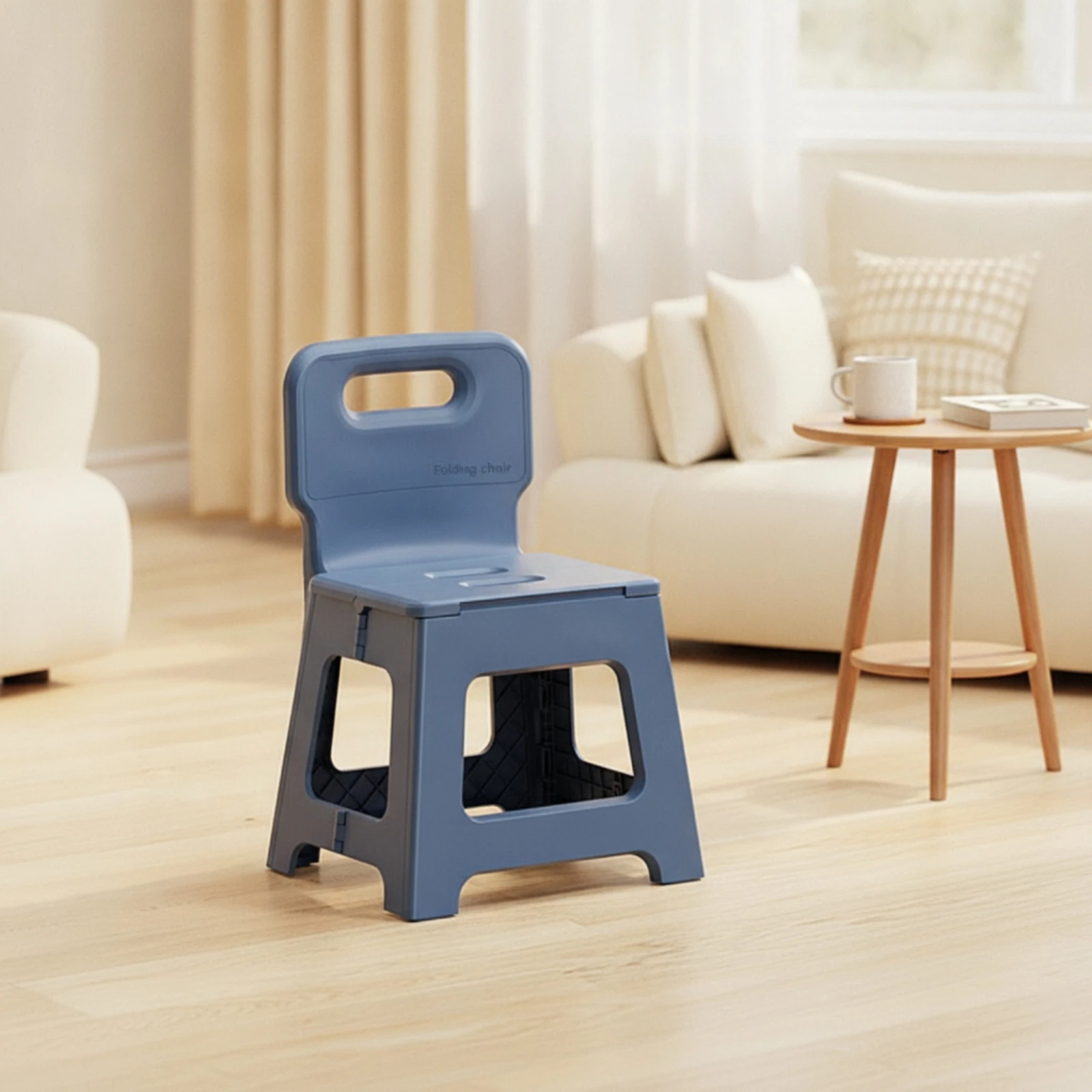 Plastic Chair with Backrest Compact Portable Folding Chair Foldable Stool with Backrest Space-Saving for Small Apartments