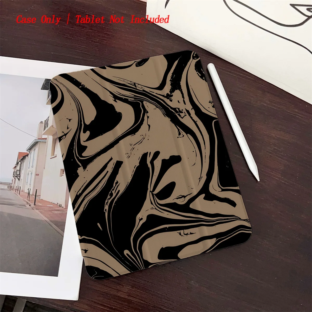 

Черный и коричневый чехол для iPad со смешанным узором — противоударный чехол для Apple iPad Pro/Air/Mini