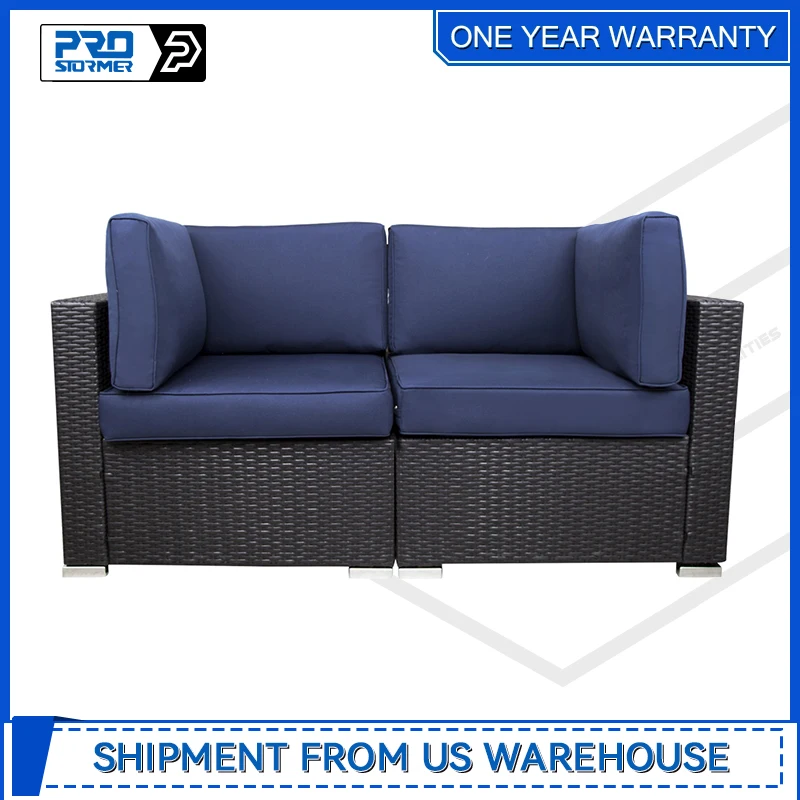 Patio Sectional Furniture Corner Sofa Low Back All-Weather Wicker Loveseats Outdoor Rattan Couch Set Conversation Sets