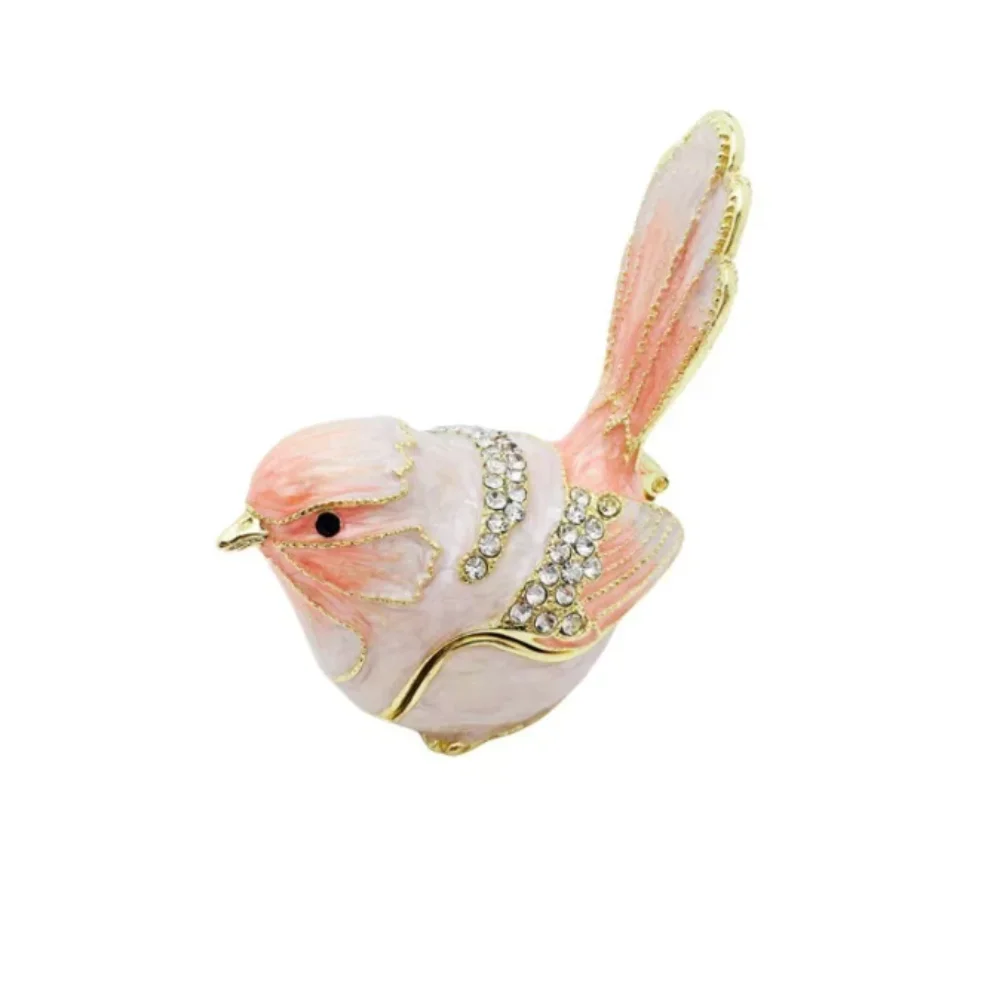 

Mini Size Bird Trinket Box Metal Material Pink Blue Color Jewelry Ring Holder European American Style Exquisite Craftsmanship