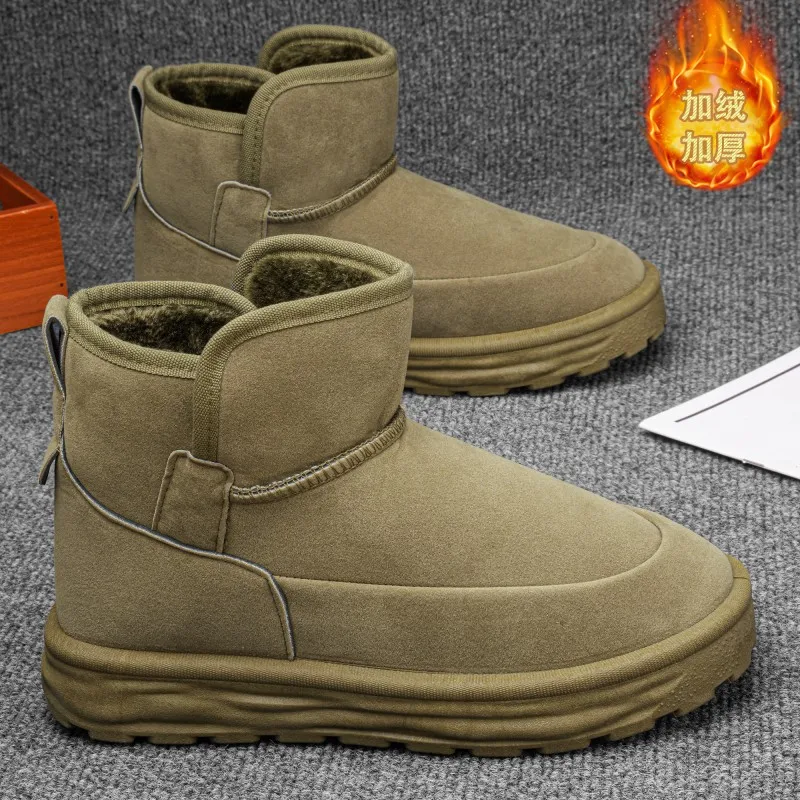 

2025 men's winter new warm high top shoes, fashionable plus size cotton shoes, 45 46 outdoor casual thick soled plush snow boots