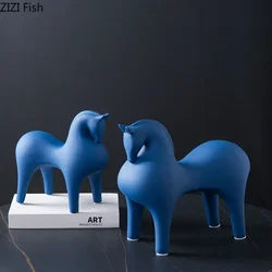 Ceramic Handicraft Horse Figurine Artificial Animal Decoration Abstract Color Horse Porcelain Sculpture Decorative Figurines