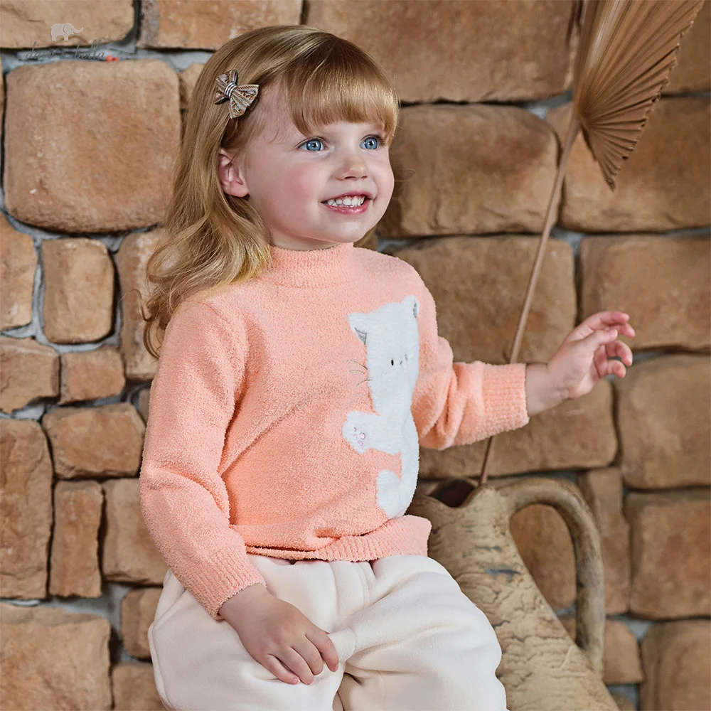 

Dave Bella Girl Sweater Autumn Winter Children Thick Knitted Pullover Mid High Collar Baby Cute Outerwear Kids Clothes DB4242956