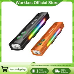 Wurkkos HD01 PRO Rechargeable Flat EDC Flashlight with Green Beam UV Light White LED and Side RGB Lights 1200 LM for Emergency