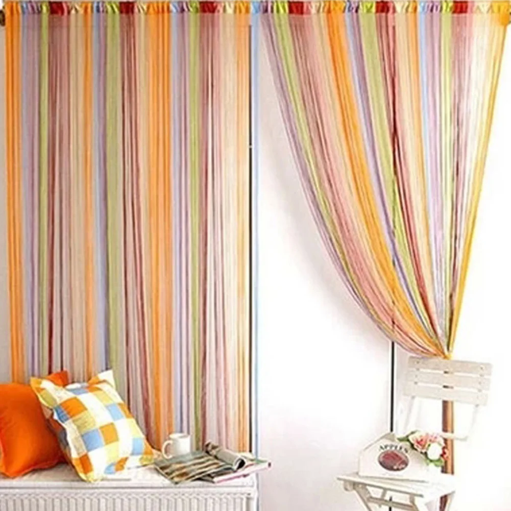 100x200cm Wall Panel Fringe Multi-Color Window Room Divider Thread Curtains for Living Room Door Wall Window
