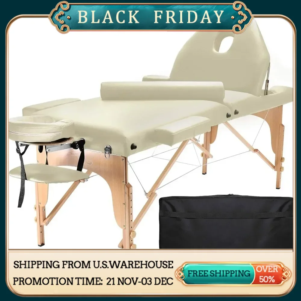 Massage Tables & Beds, Professional Portable Massage Table with Backrest, Salon Commercial Furniture, Strong Support Massage Bed