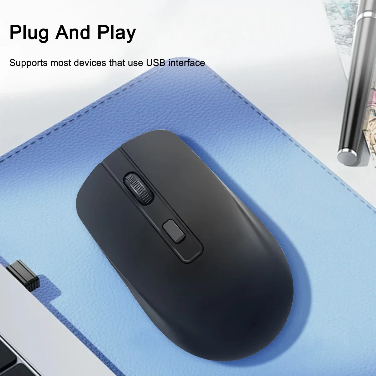 Mouse sem fio 2.4g usb, mouse ergonômico para jogos, 1600dpi, 4 botões, para macbook, tablet, computador, pc, laptop, acessórios