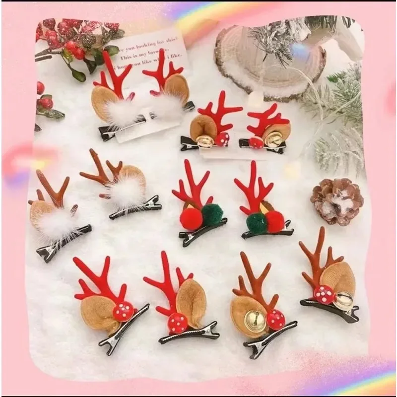 2Pcs/set Cute Christmas Antlers Baby Hairpins Kids Girls Hair Clips Hair Accessories Child Girl Toddler Hairpin Infant Headband