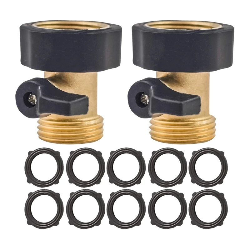 

Garden Hose Shut Off Valve, 2 Pack Heavy Duty 3/4 Inch Solid Garden Hose Shut Off Valve With 10 Extra Rubber Washers