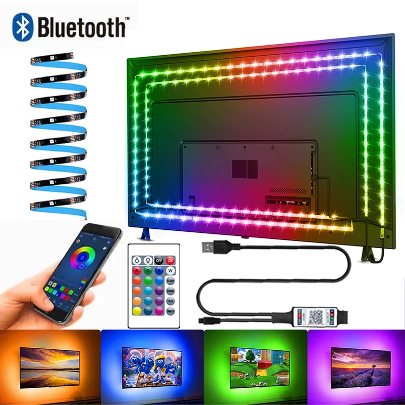 

Led Strip For Tv Back Light Led SMD5050 RGB Lights Phone Bluetooth Smart 24key Remote Control USB 5V 5M Led Strip Light