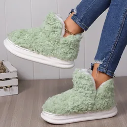 Furry Women Home Slippers Warm Plush Winter Platform Shoes Soft Female Indoor Slippers with Fur Couples Indoor Slippers Fashion