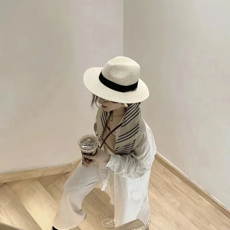 60cm Summer Fedora Short Brim Straw Hat Men Women Sun Hat Big Size Big Head Trilby Hats