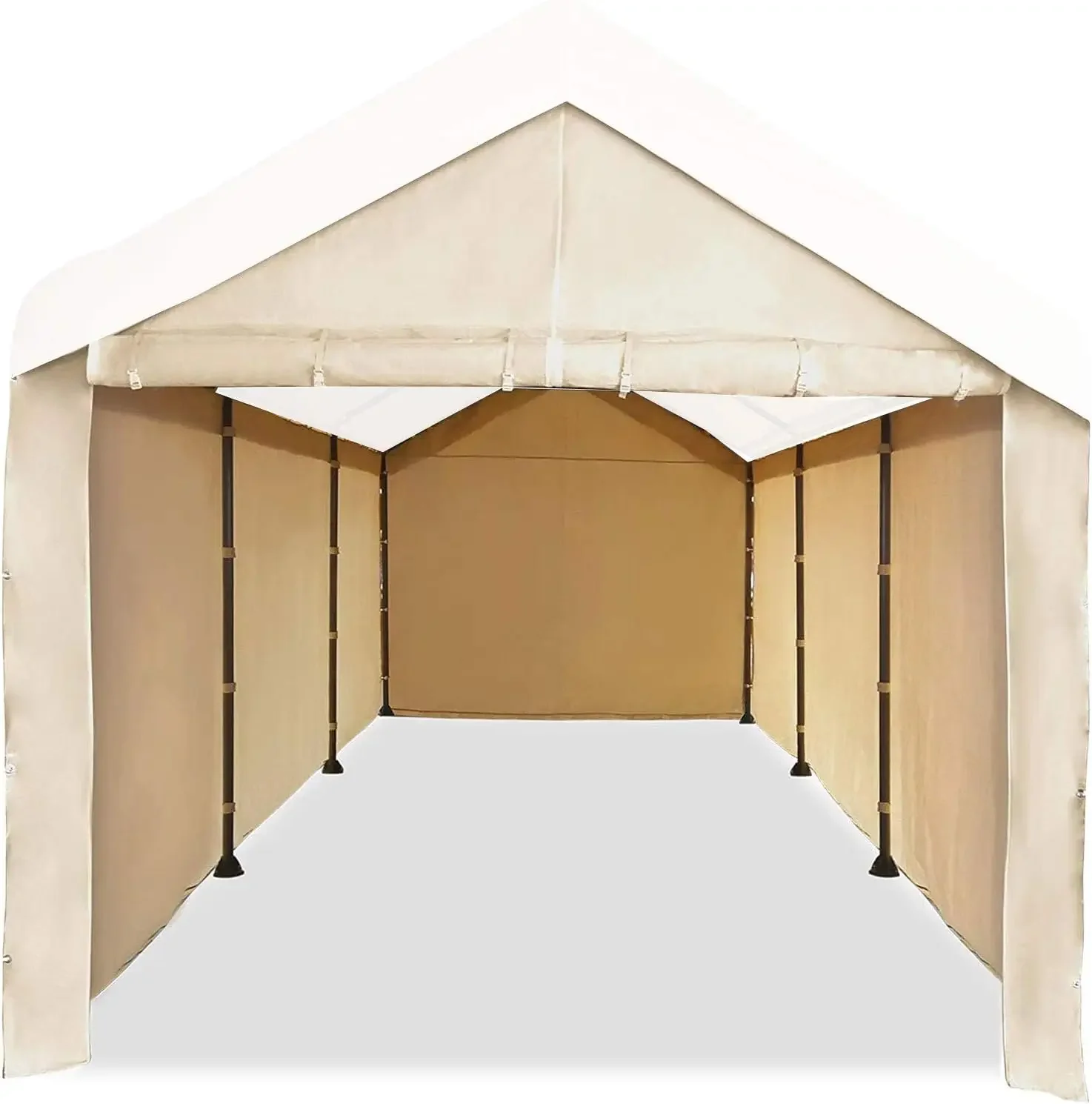 Caravan Canopy Tent Sidewalls for Mega Domain Carport with Straps, Ideal for Garage Storage, Inflatable Garage Covering, Tan (Si