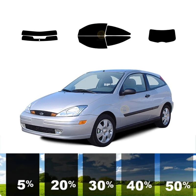 precut Removable Window Tint Film For Car 100% UVR 5%-35%VLT Heat Insulation Carbon ﻿For FORD FOCUS 2 DR HATCH 2000-2007