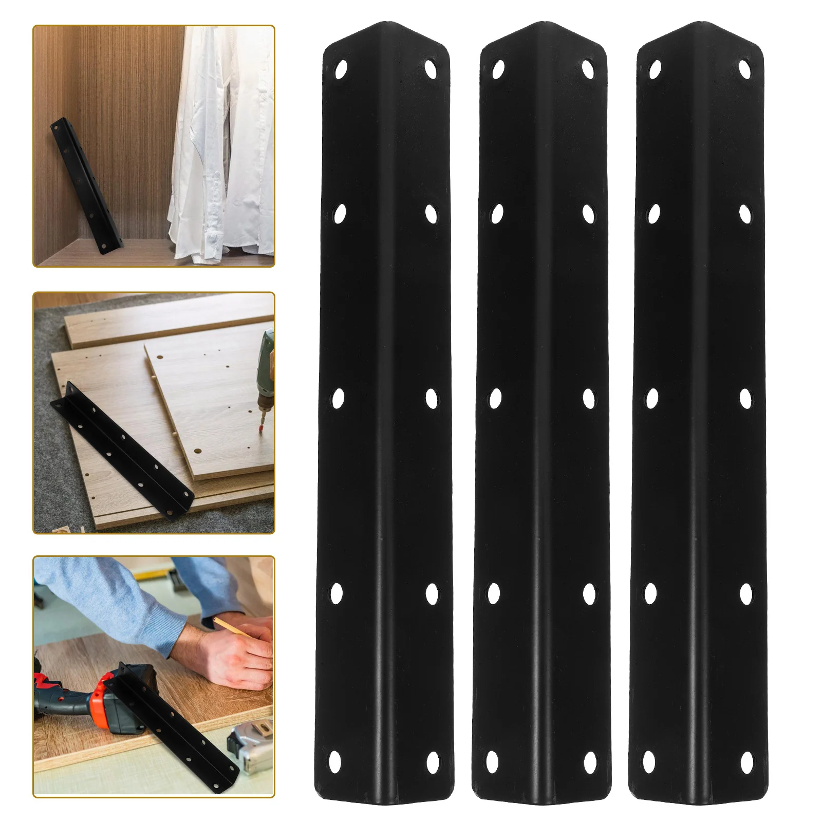 

4pcs Long Strip Corner Brackets 90 Degree Metal L Angle Brackets For Wood Furniture Wall Mounting Shelf Support Hardware