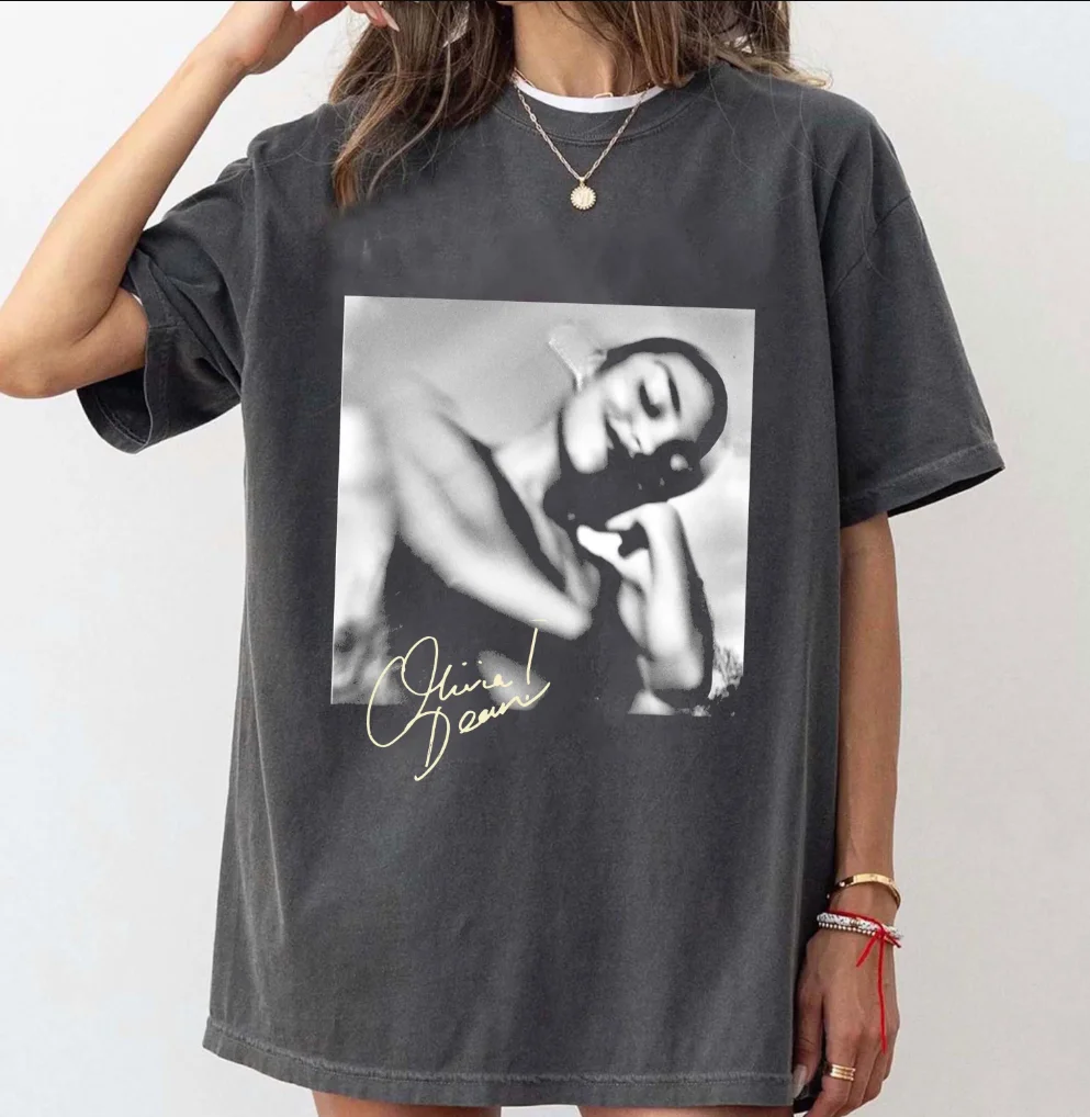 أوليفيا دين ميرش فن المحبة جولة حية تي شيرت الجرافيك الطباعة القطن تيز ملابس عصرية فضفاضة أعلى المشجعين Goft للجنسين