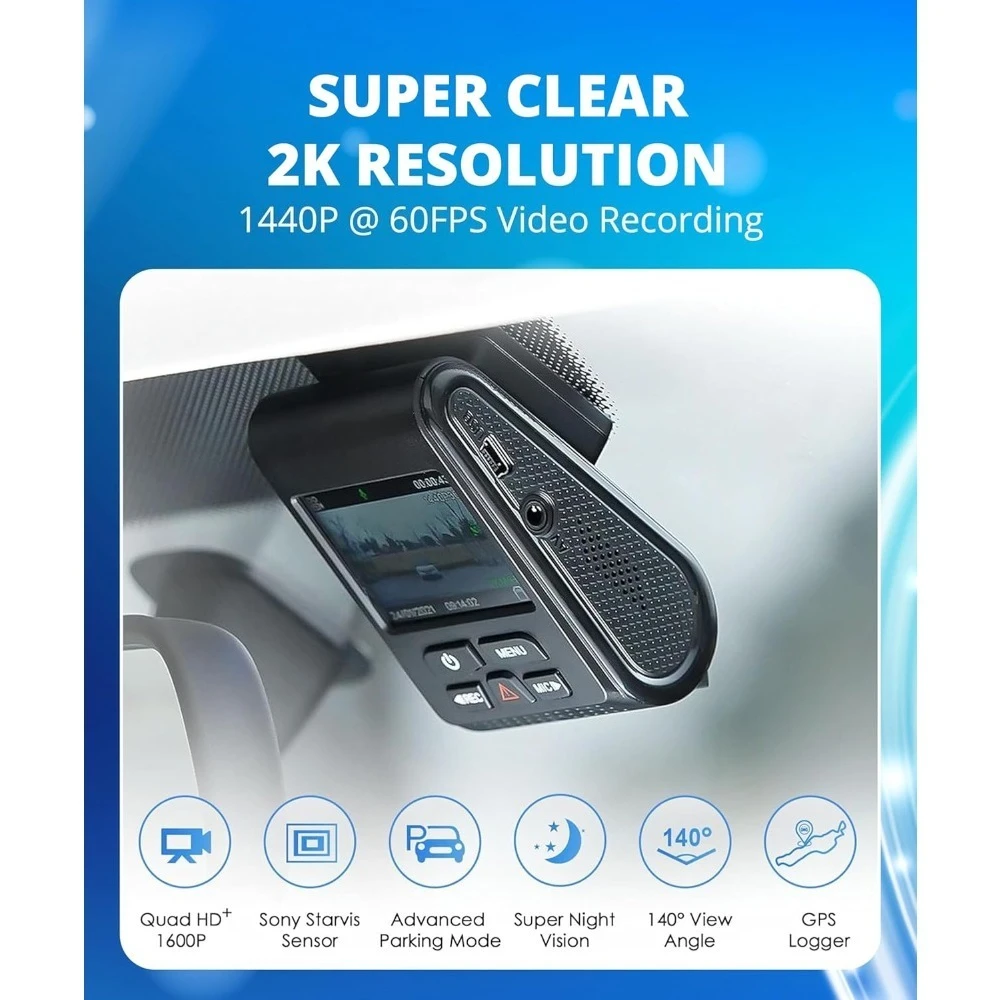 

Видеорегистратор для автомобиля Living Room-Dash Cam A119 V3 2K 2560x1440P Quad HD+ 60FPS, фронтальная камера, сенсор STARVIS 5 МП, угол обзора 140 градусов