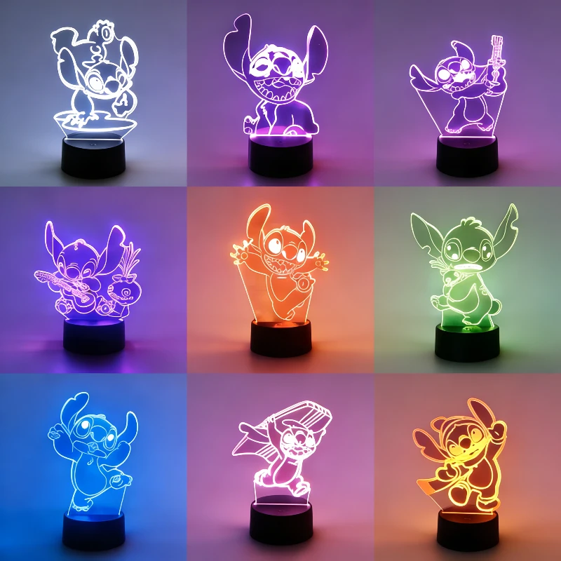 Disney Lilo & Stitch 3D Illusion Controllo della luce notturna e Smart Touch Room Decor Lampada Compleanno San Valentino Regali di Natale