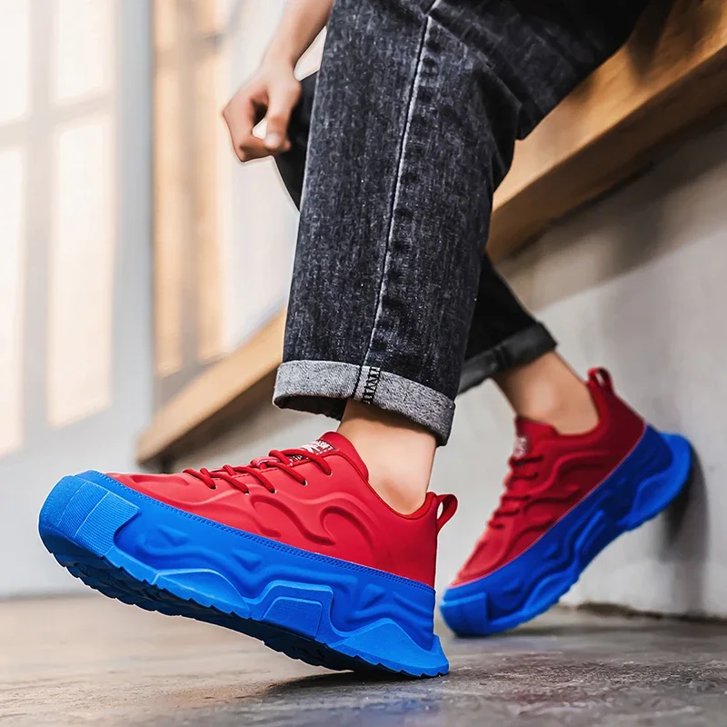 

Men Designer Sport Shoes Fashion Casual Leather Breathable Increased Internal Flat Platform Shoes Chunky Sneaker Plus Size Cosy