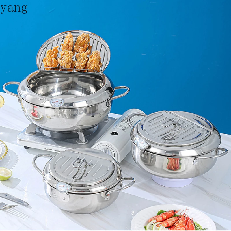 Deep Fryer Pot 2.2L Tempura Frying Pot with Lid Stainless Steel with Temperature Control for Kitchen French Fries Chicken etc - view 6