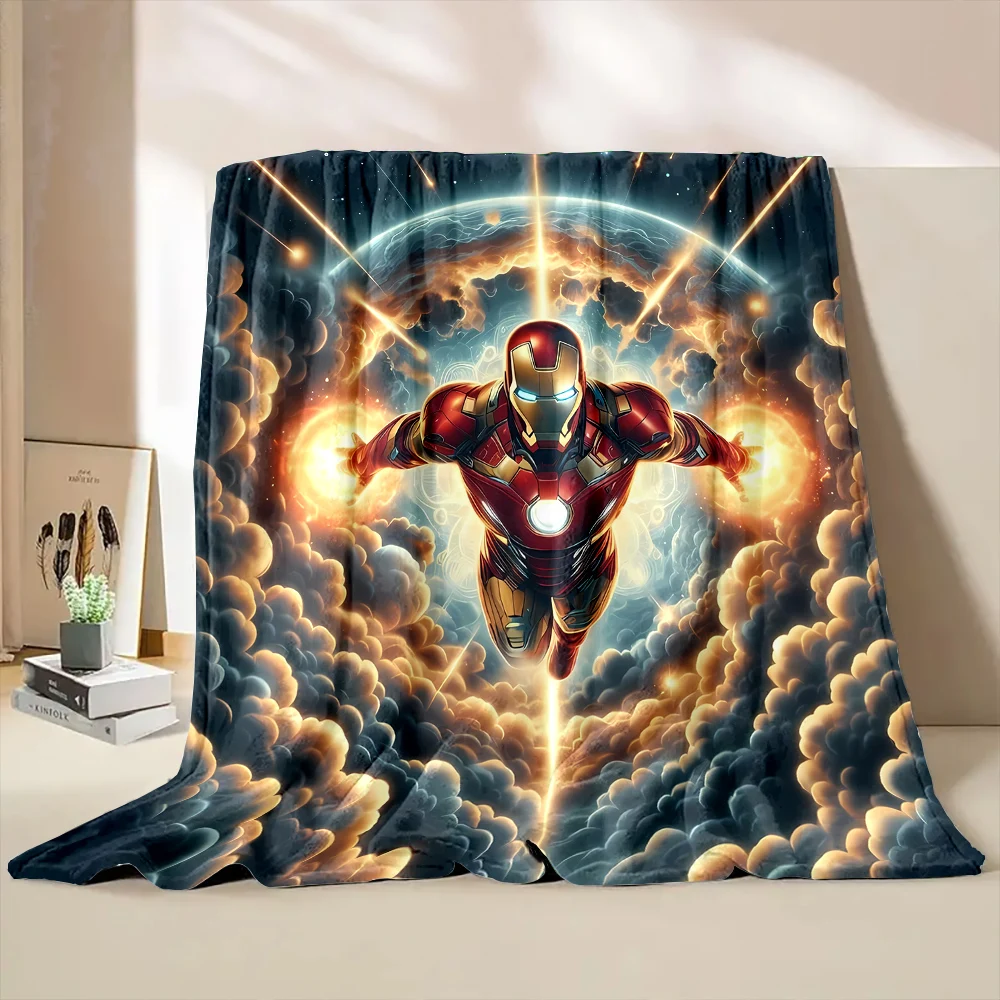 

Marvel-Avengers Iron-Man Printed Soft Fluffy Throw Blanket Air Condition Sleeping Cover Bedding Throws Bed Sheet for Kid Gift