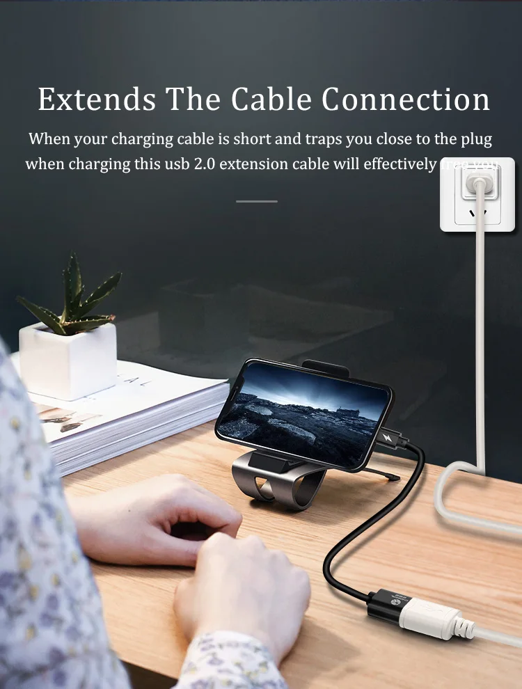 CHOSEAL USB2.0-Verlängerungskabel, Stecker auf Buchse, Hochgeschwindigkeits-USB-Datenkabel-Verlängerung für PC, Tastatur, Drucker, Maus, Computer, 5 m, 3 m – Detail 5