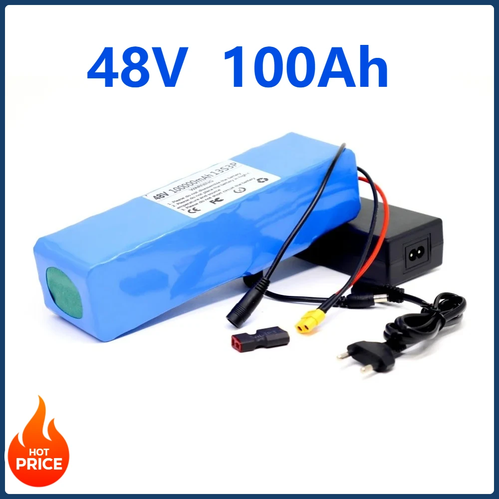 

48V 100Ah 100000mAh 2000W Lithium Battery Pack with 54.6V Charger 13S3P XT60+T Ultra large capacity quality assurance