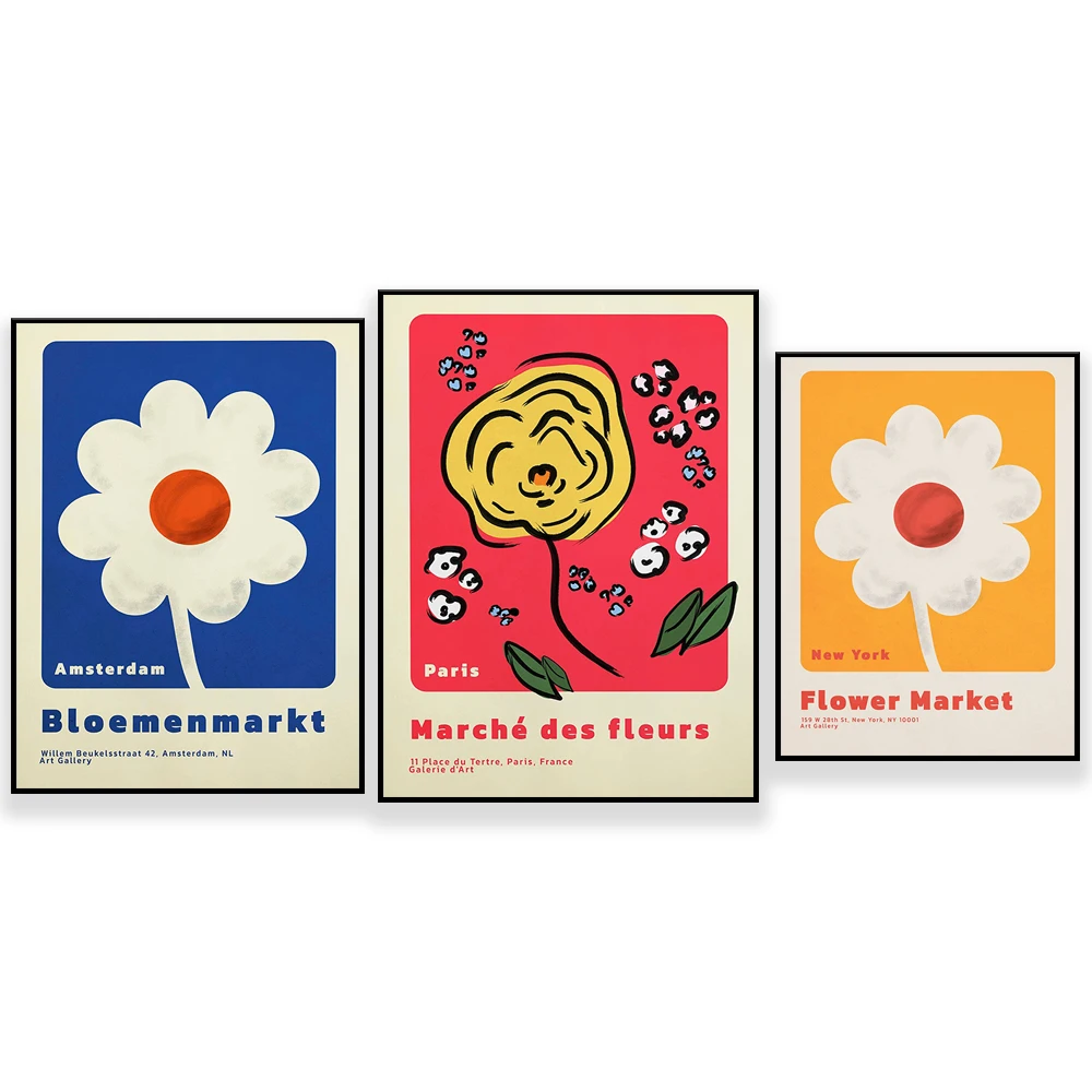 

Flower Poster Paris, Flower Wall Art, Minimalist Illustration Poster, Flower Market Poster