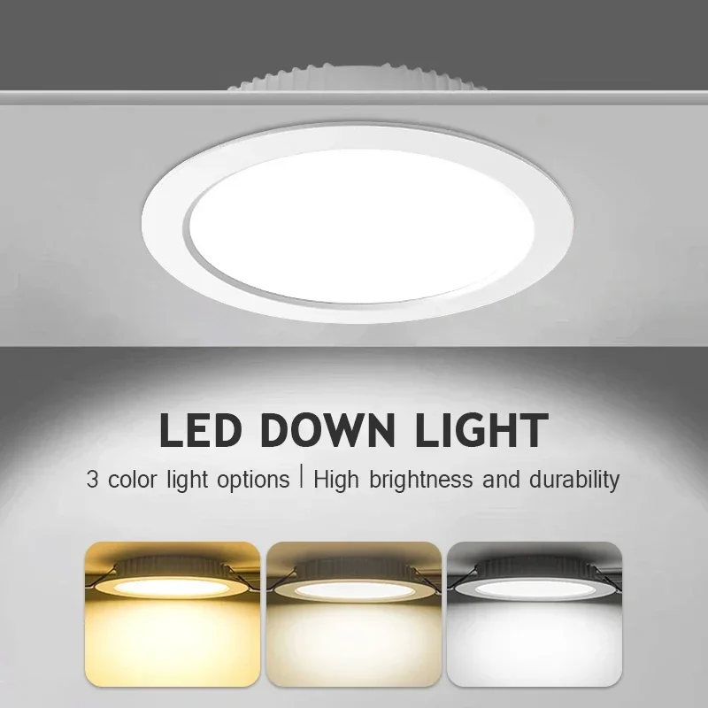 

Round LED Recessed Ceiling Downlight Ultra Thin 3W 5W 7W 9W 12W 15W 18W AC220V Aluminum Spot Lights No Driver Panel Lamp